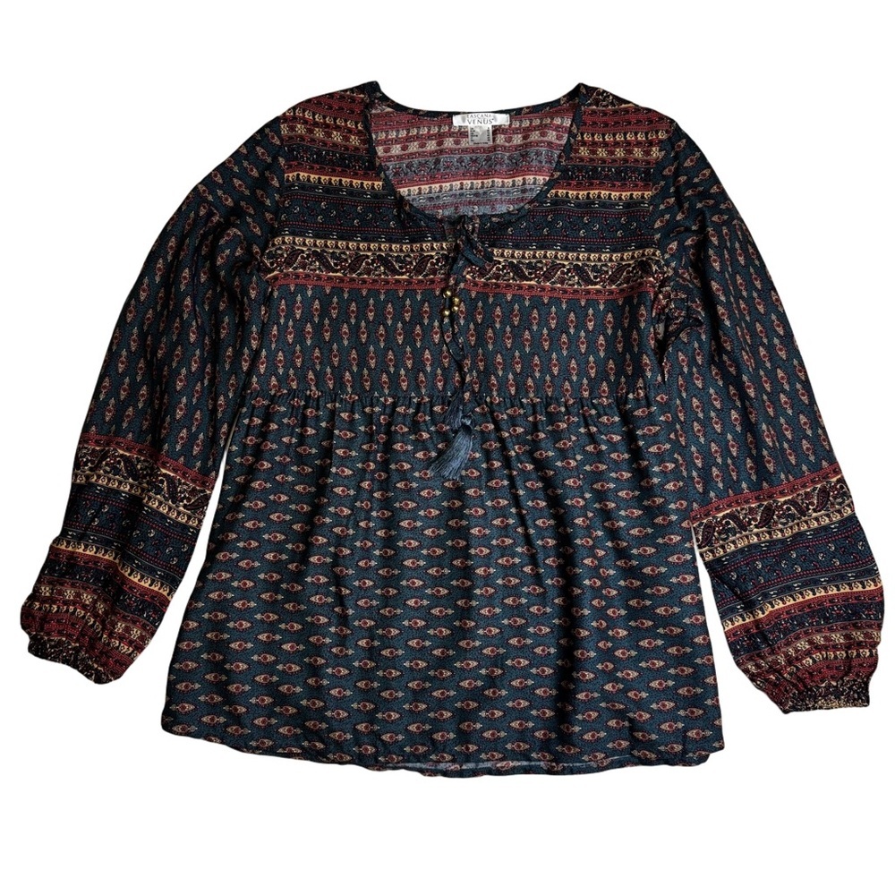 Lascana Buffalo Blouse Size Small Long Sleeve Boho Paisley Print Peasant Shirt - Picture 11 of 11